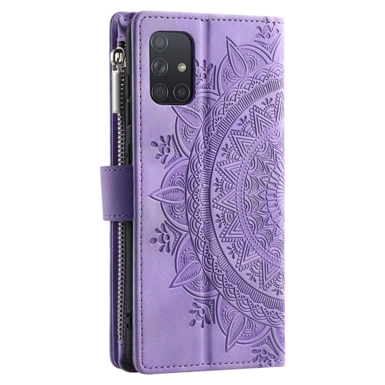 For Samsung Galaxy A71 5G Multi-Card Totem Zipper Leather Phone Case(Purple) by buy2fix