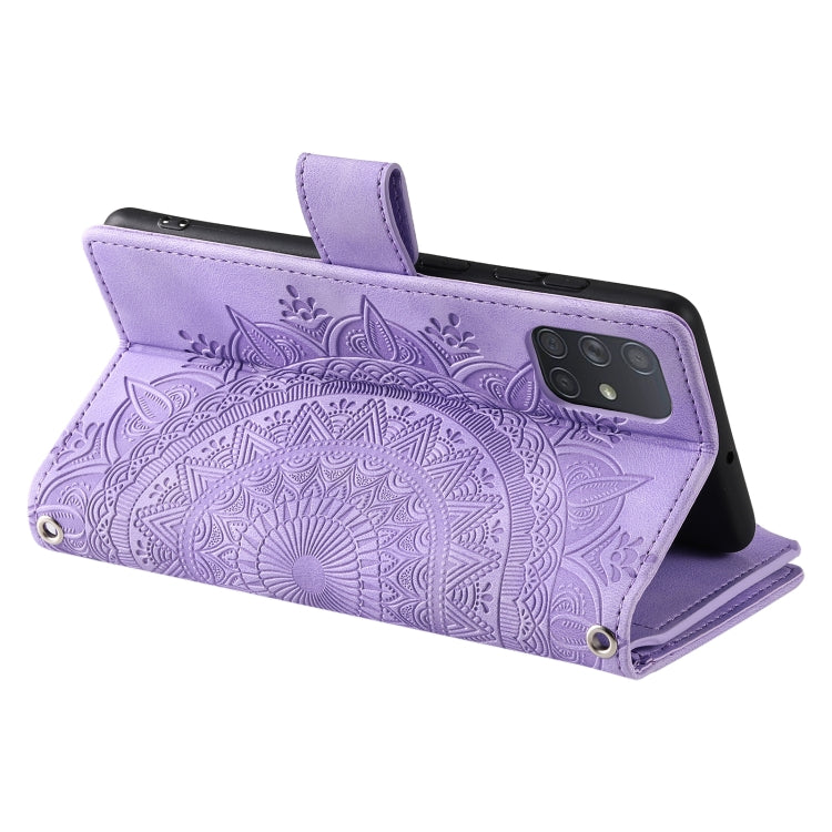 For Samsung Galaxy A71 5G Multi-Card Totem Zipper Leather Phone Case(Purple) by buy2fix