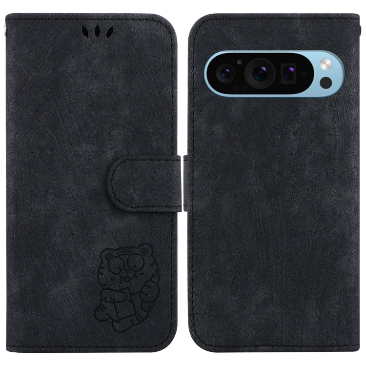 For Google Pixel 9 Pro Little Tiger Embossed Leather Phone Case(Black) by buy2fix