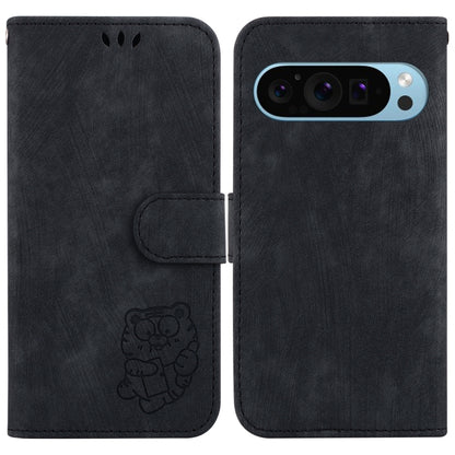 For Google Pixel 9 Pro Little Tiger Embossed Leather Phone Case(Black) by buy2fix