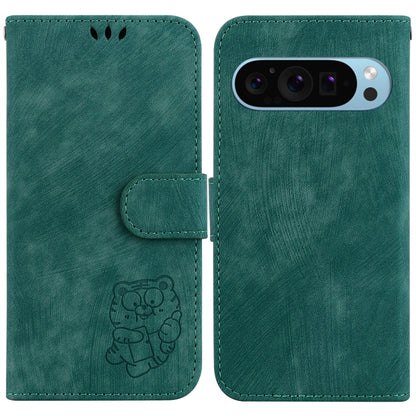For Google Pixel 9 Little Tiger Embossed Leather Phone Case(Green) by buy2fix