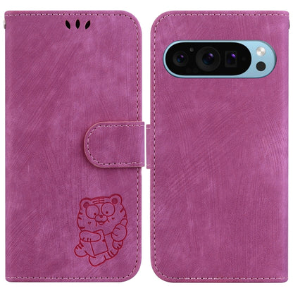 For Google Pixel 9 Little Tiger Embossed Leather Phone Case(Rose Red) by buy2fix