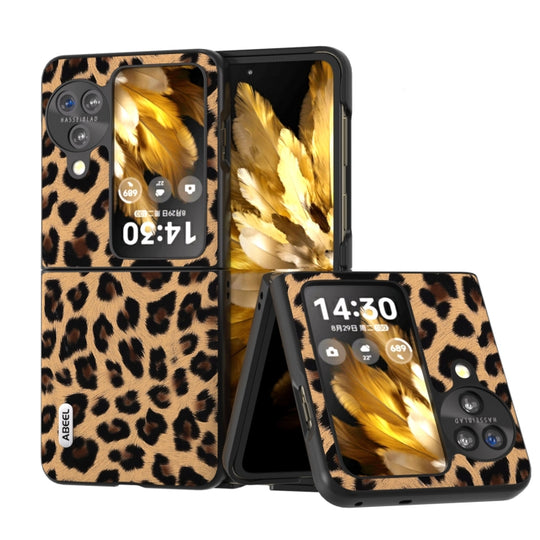 For OPPO Find N3 Flip ABEEL Black Edge Leopard Phone Case(Leopard Print)