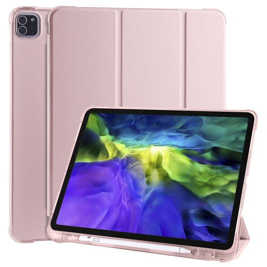 For iPad Air 13 2025 / 2024 / iPad Pro 12.9 (2020) / iPad Pro 12.9(2018) 3-folding Horizontal Flip PU Leather + Shockproof TPU Tablet Case with Holder & Pen Slot(Pink) - iPad Pro 12.9 (2020) Cases by buy2fix | Online Shopping UK | buy2fix