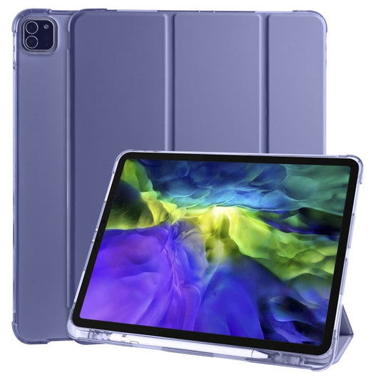 For iPad Air 13 2025 / 2024 / iPad Pro 12.9 (2020) / iPad Pro 12.9(2018) 3-folding Horizontal Flip PU Leather + Shockproof TPU Tablet Case with Holder & Pen Slot(Lavender Purple) - iPad Pro 12.9 (2020) Cases by buy2fix | Online Shopping UK | buy2fix