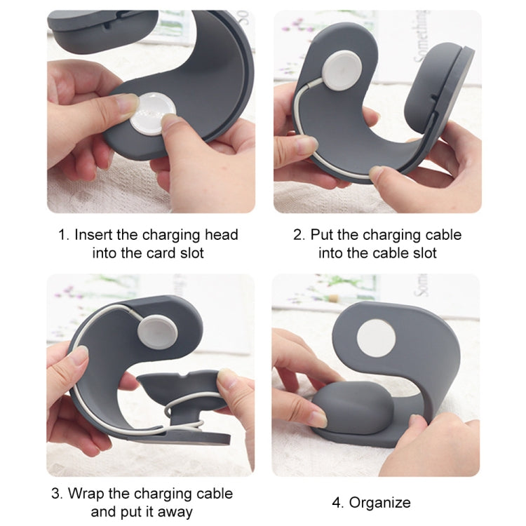 For Apple Watch Series Smart Watch U-shaped Silicone Charging Holder(Grey) by buy2fix