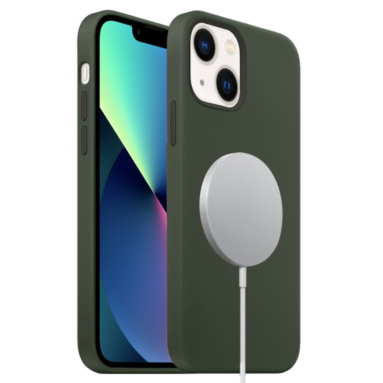 For iPhone 13 mini Liquid Silicone Full Coverage MagSafe Phone Case(Deep Green) - iPhone 13 mini Cases by buy2fix | Online Shopping UK | buy2fix
