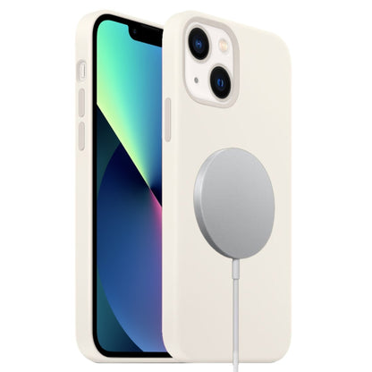 For iPhone 13 mini Liquid Silicone Full Coverage MagSafe Phone Case(White) - iPhone 13 mini Cases by buy2fix | Online Shopping UK | buy2fix