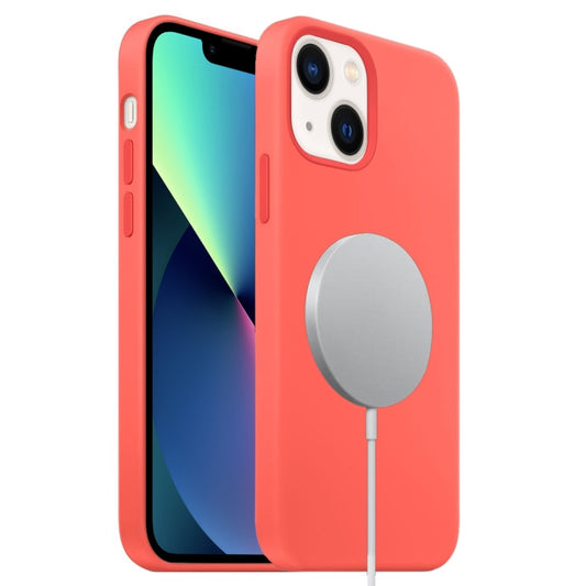 For iPhone 13 mini Liquid Silicone Full Coverage MagSafe Phone Case(Pink Orange) - iPhone 13 mini Cases by buy2fix | Online Shopping UK | buy2fix