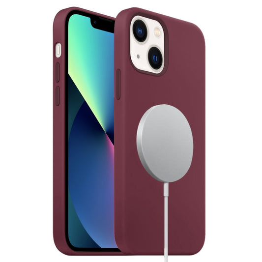 For iPhone 13 mini Liquid Silicone Full Coverage MagSafe Phone Case(Wine Red) - iPhone 13 mini Cases by buy2fix | Online Shopping UK | buy2fix