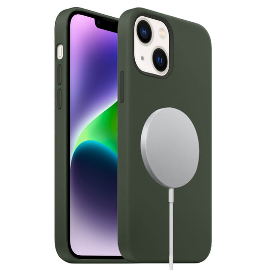 For iPhone 14 Liquid Silicone Full Coverage MagSafe Phone Case(Deep Green) - iPhone 14 Cases by buy2fix | Online Shopping UK | buy2fix