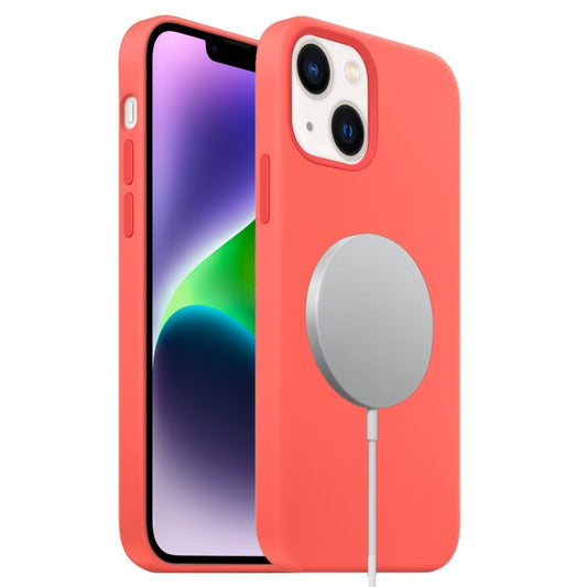 For iPhone 14 Liquid Silicone Full Coverage MagSafe Phone Case(Pink Orange) - iPhone 14 Cases by buy2fix | Online Shopping UK | buy2fix