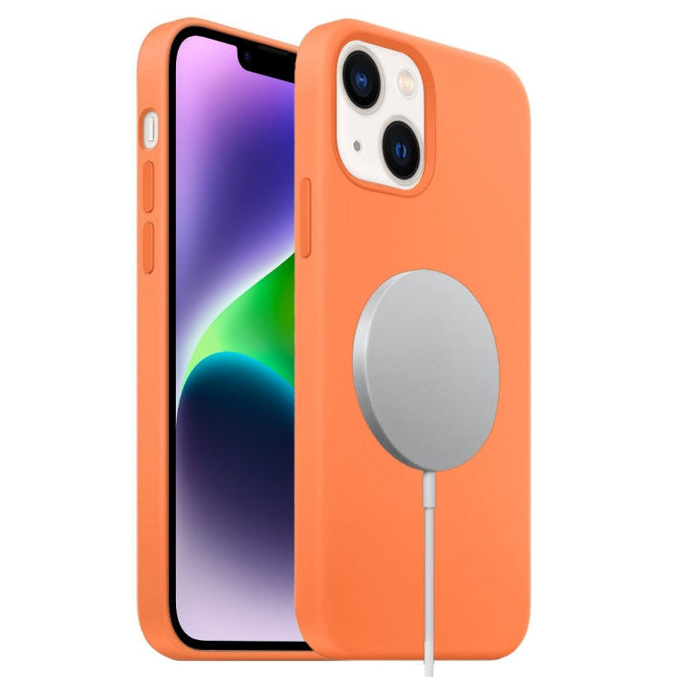 For iPhone 14 Plus Liquid Silicone Full Coverage MagSafe Phone Case(Orange) - iPhone 14 Plus Cases by buy2fix | Online Shopping UK | buy2fix