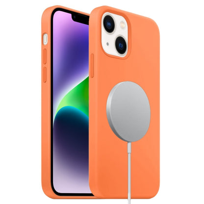 For iPhone 14 Plus Liquid Silicone Full Coverage MagSafe Phone Case(Orange) - iPhone 14 Plus Cases by buy2fix | Online Shopping UK | buy2fix