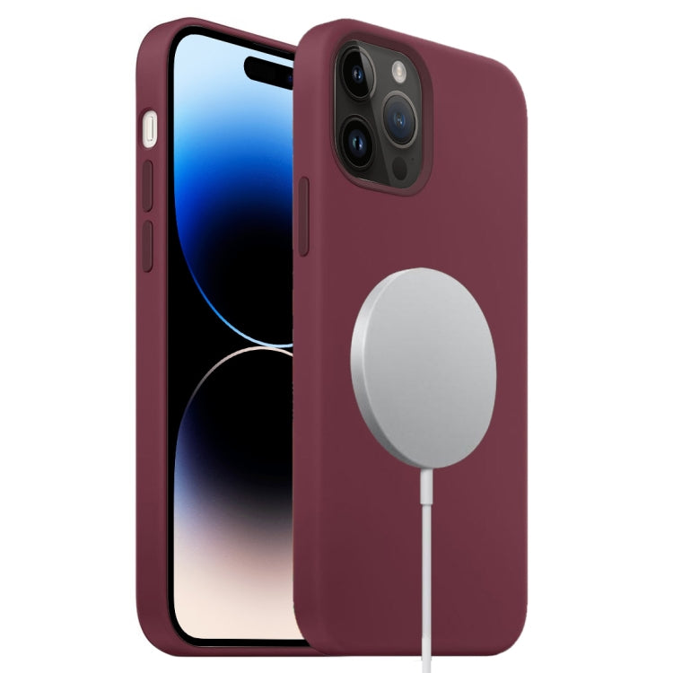 For iPhone 14 Pro Liquid Silicone Full Coverage MagSafe Phone Case(Wine Red) - iPhone 14 Pro Cases by buy2fix | Online Shopping UK | buy2fix