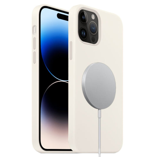 For iPhone 14 Pro Max Liquid Silicone Full Coverage MagSafe Phone Case(White) - iPhone 14 Pro Max Cases by buy2fix | Online Shopping UK | buy2fix