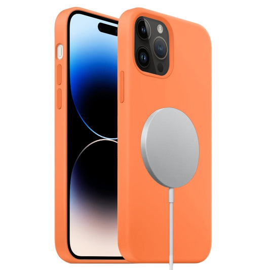 For iPhone 14 Pro Max Liquid Silicone Full Coverage MagSafe Phone Case(Orange) - iPhone 14 Pro Max Cases by buy2fix | Online Shopping UK | buy2fix