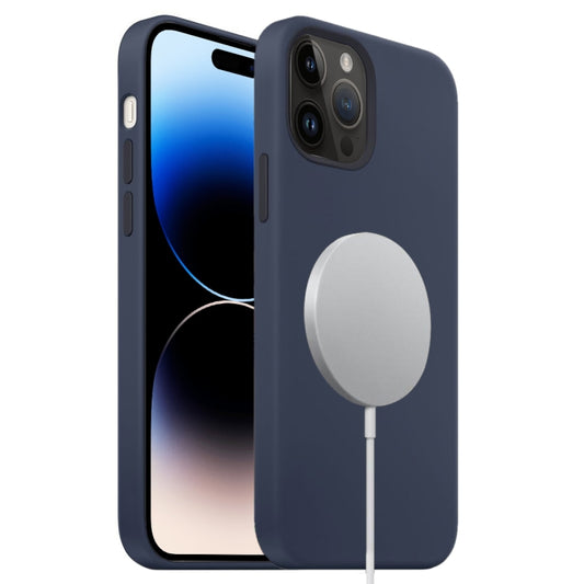 For iPhone 14 Pro Max Liquid Silicone Full Coverage MagSafe Phone Case(Navy Blue) - iPhone 14 Pro Max Cases by buy2fix | Online Shopping UK | buy2fix