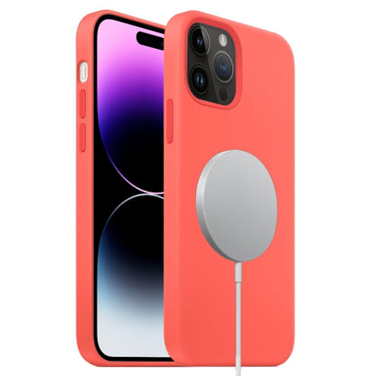 For iPhone 15 Pro Liquid Silicone Full Coverage MagSafe Phone Case(Pink Orange) - iPhone 15 Pro Cases by buy2fix | Online Shopping UK | buy2fix