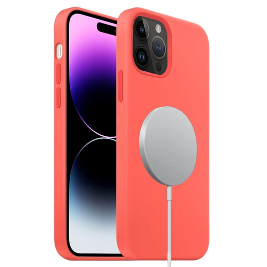 For iPhone 15 Pro Liquid Silicone Full Coverage MagSafe Phone Case(Pink Orange) - iPhone 15 Pro Cases by buy2fix | Online Shopping UK | buy2fix