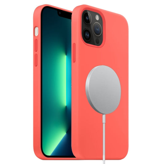 For iPhone 13 Pro Max Liquid Silicone Full Coverage MagSafe Phone Case(Pink Orange) - iPhone 13 Pro Max Cases by buy2fix | Online Shopping UK | buy2fix