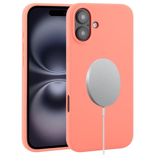 For iPhone 16 Plus Liquid Silicone Full Coverage MagSafe Phone Case(Pink Orange) - iPhone 16 Plus Cases by buy2fix | Online Shopping UK | buy2fix