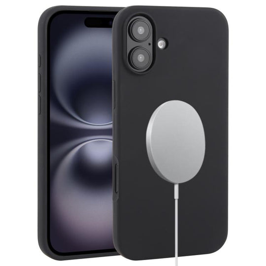 For iPhone 16 Liquid Silicone Full Coverage MagSafe Phone Case(Black)