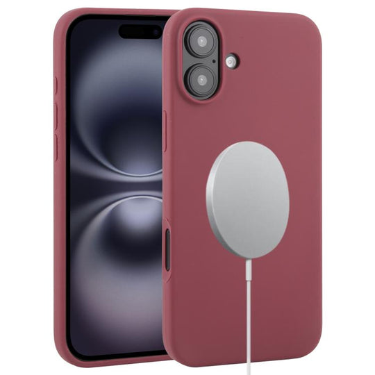 For iPhone 16 Liquid Silicone Full Coverage MagSafe Phone Case(Wine Red)