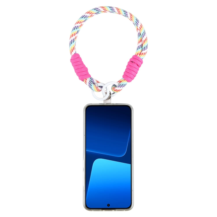 Dopamine Color Double Buckle Twist Rope Short Lanyard(Colorful Rose Red) - Lanyards & Wrist Straps by buy2fix | Online Shopping UK | buy2fix