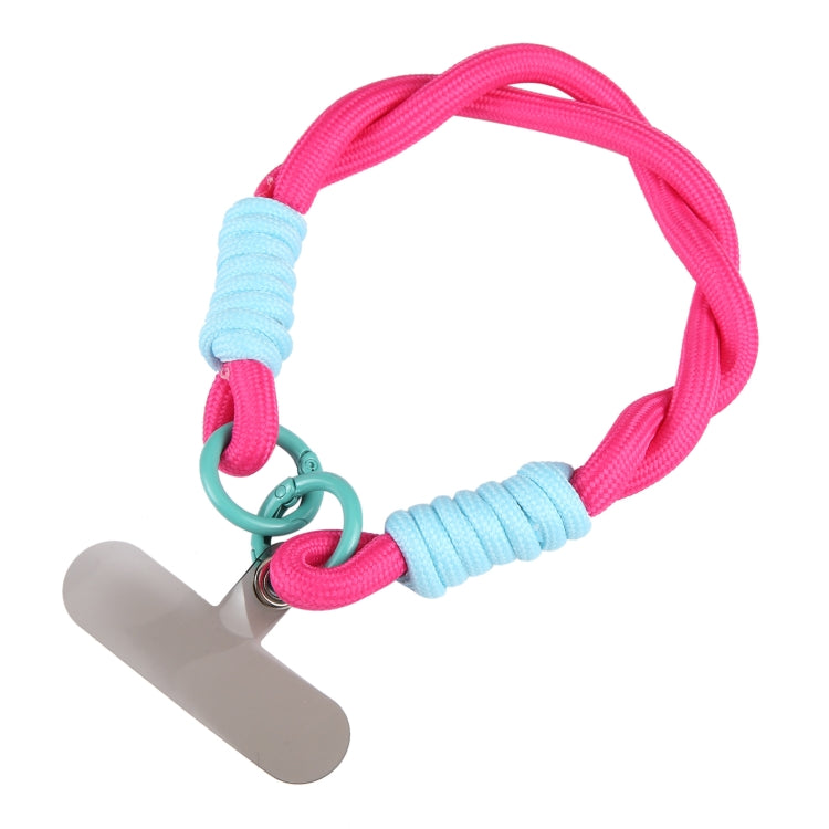 Dopamine Color Double Buckle Twist Rope Short Lanyard(Rose Red Blue) - Lanyards & Wrist Straps by buy2fix | Online Shopping UK | buy2fix