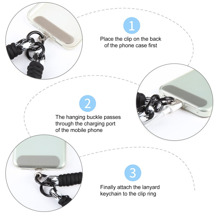 Dopamine Color Double Buckle Twist Rope Short Lanyard(Black Rose White) - Lanyards & Wrist Straps by buy2fix | Online Shopping UK | buy2fix