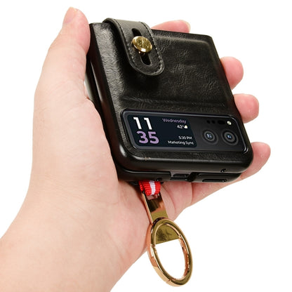 For Motorola Razr 40 Wristband Leather Back Phone Case(Black) by buy2fix