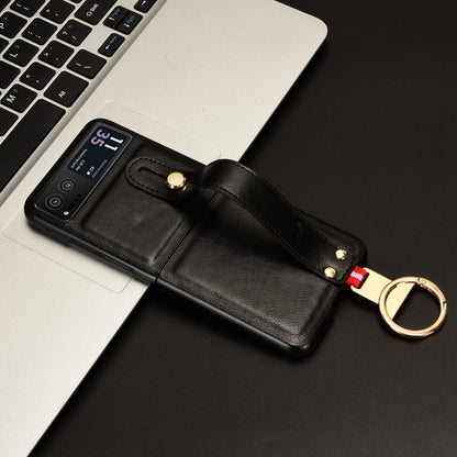 For Motorola Razr 40 Wristband Leather Back Phone Case(Black) by buy2fix