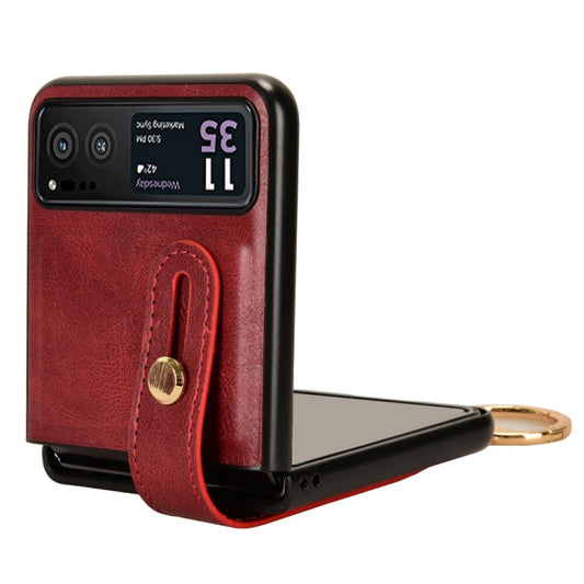 For Motorola Razr 40 Wristband Leather Back Phone Case(Red) by buy2fix