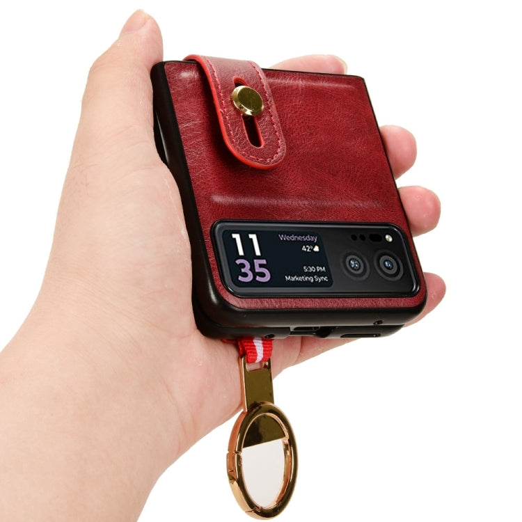 For Motorola Razr 40 Wristband Leather Back Phone Case(Red) by buy2fix