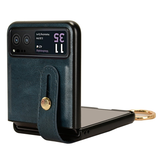 For Motorola Razr 40 Wristband Leather Back Phone Case(Blue) by buy2fix