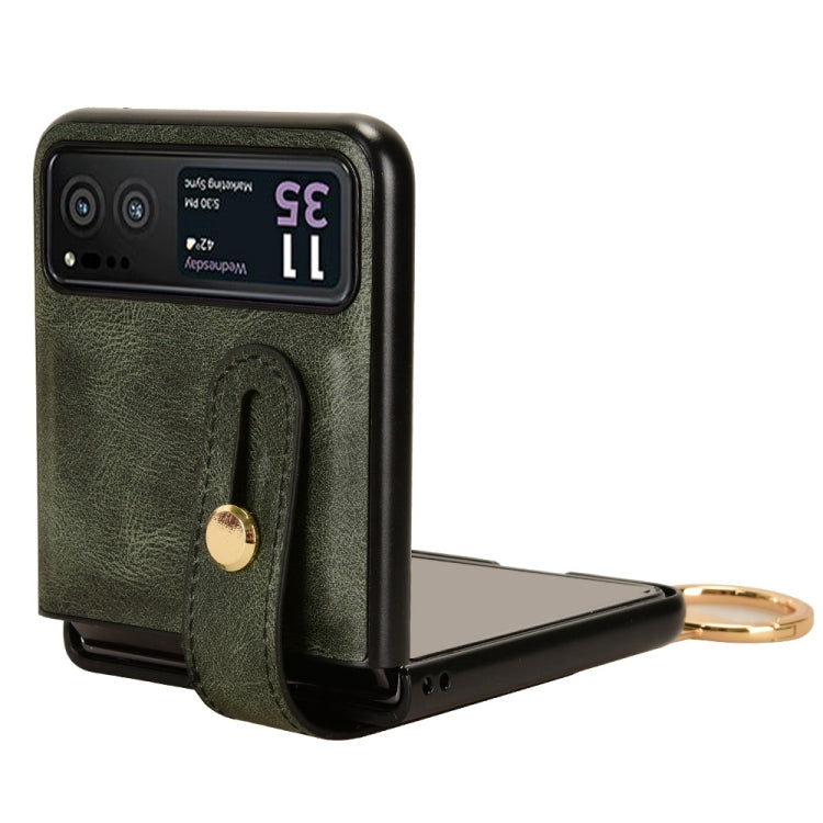 For Motorola Razr 40 Wristband Leather Back Phone Case(Green) by buy2fix