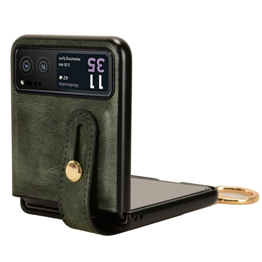 For Motorola Razr 40 Wristband Leather Back Phone Case(Green) by buy2fix