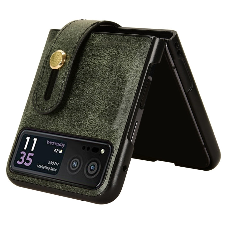 For Motorola Razr 40 Wristband Leather Back Phone Case(Green) by buy2fix