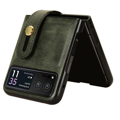 For Motorola Razr 40 Wristband Leather Back Phone Case(Green) by buy2fix