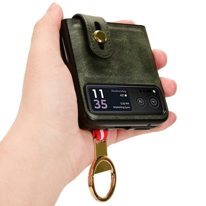 For Motorola Razr 40 Wristband Leather Back Phone Case(Green) by buy2fix