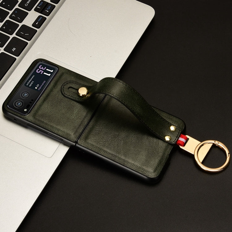 For Motorola Razr 40 Wristband Leather Back Phone Case(Green) by buy2fix