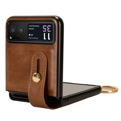 For Motorola Razr 40 Wristband Leather Back Phone Case(Brown) by buy2fix