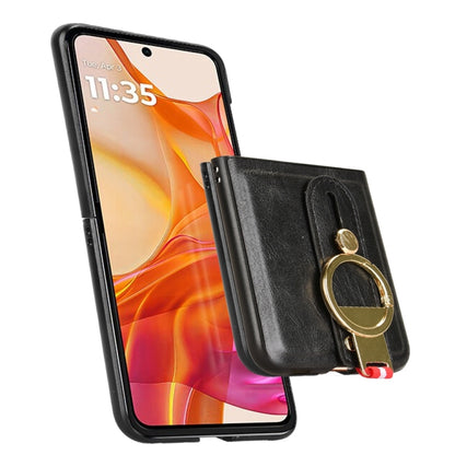 For Motorola Razr 50 Ultra Wristband Leather Back Phone Case(Black) by buy2fix