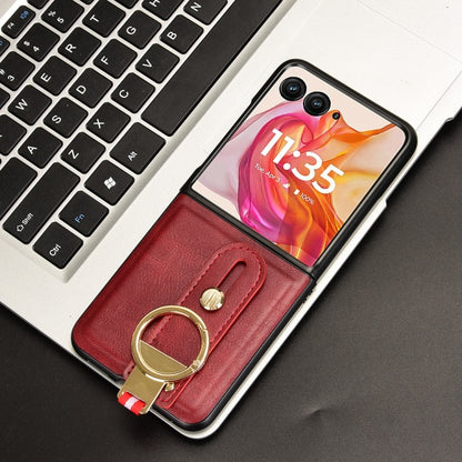 For Motorola Razr 50 Ultra Wristband Leather Back Phone Case(Red) by buy2fix