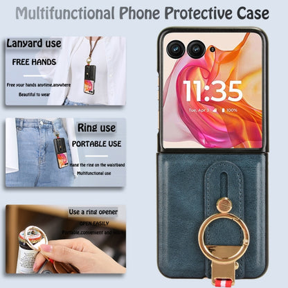 For Motorola Razr 50 Ultra Wristband Leather Back Phone Case(Blue) by buy2fix