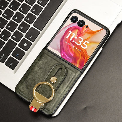 For Motorola Razr 50 Ultra Wristband Leather Back Phone Case(Green) by buy2fix