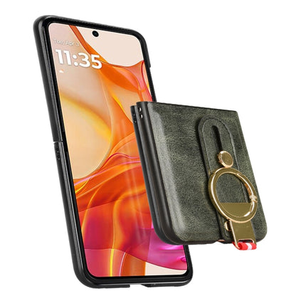 For Motorola Razr 50 Ultra Wristband Leather Back Phone Case(Green) by buy2fix