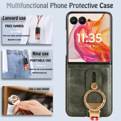 For Motorola Razr 50 Ultra Wristband Leather Back Phone Case(Green) by buy2fix