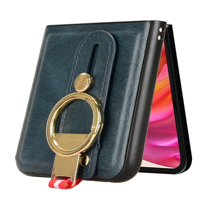 For Motorola Razr 50 Wristband Leather Back Phone Case(Blue) by buy2fix